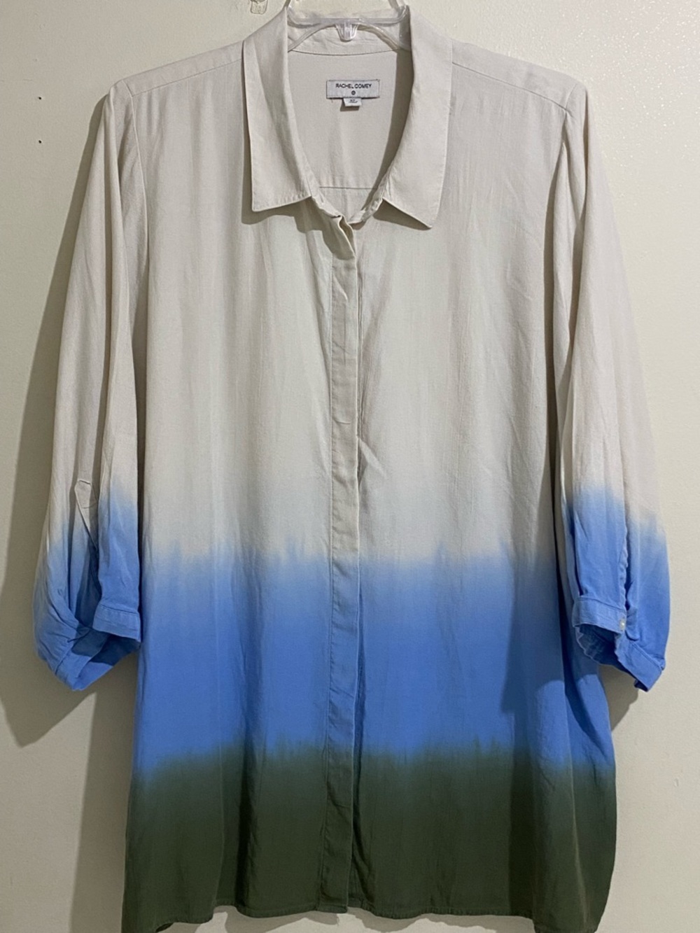 Rachel Comey Women’s Ombre Button-Down Shirt in White, Blue & Green